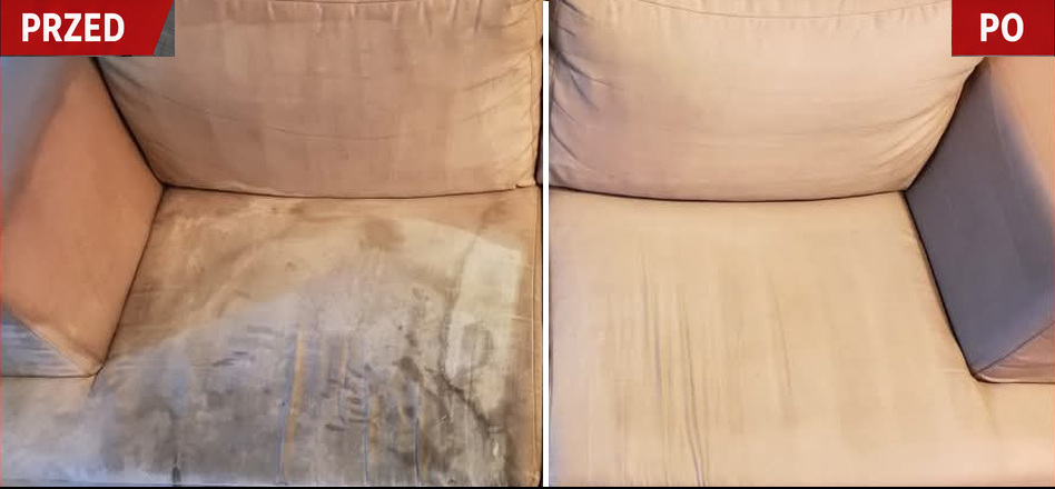Pranie tapicerki meblowej – efekt przed i po, Rybnik